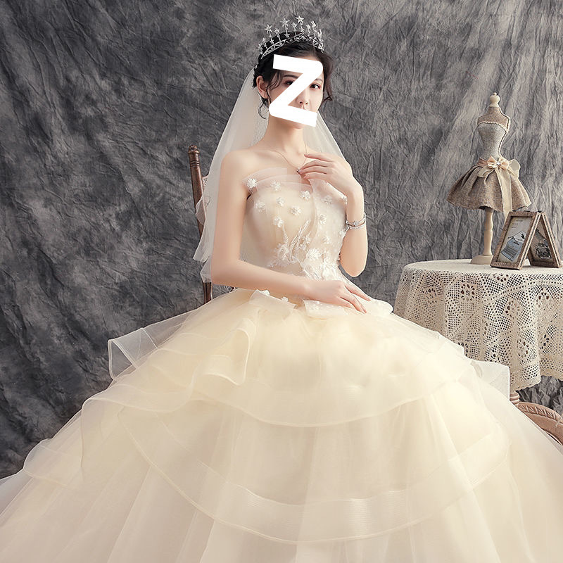 ウェディングドレス花嫁2025新作妊婦フレンチシンプルで雰囲気のあるプチプリンセス風チューブトップライトメインドレス|undefined