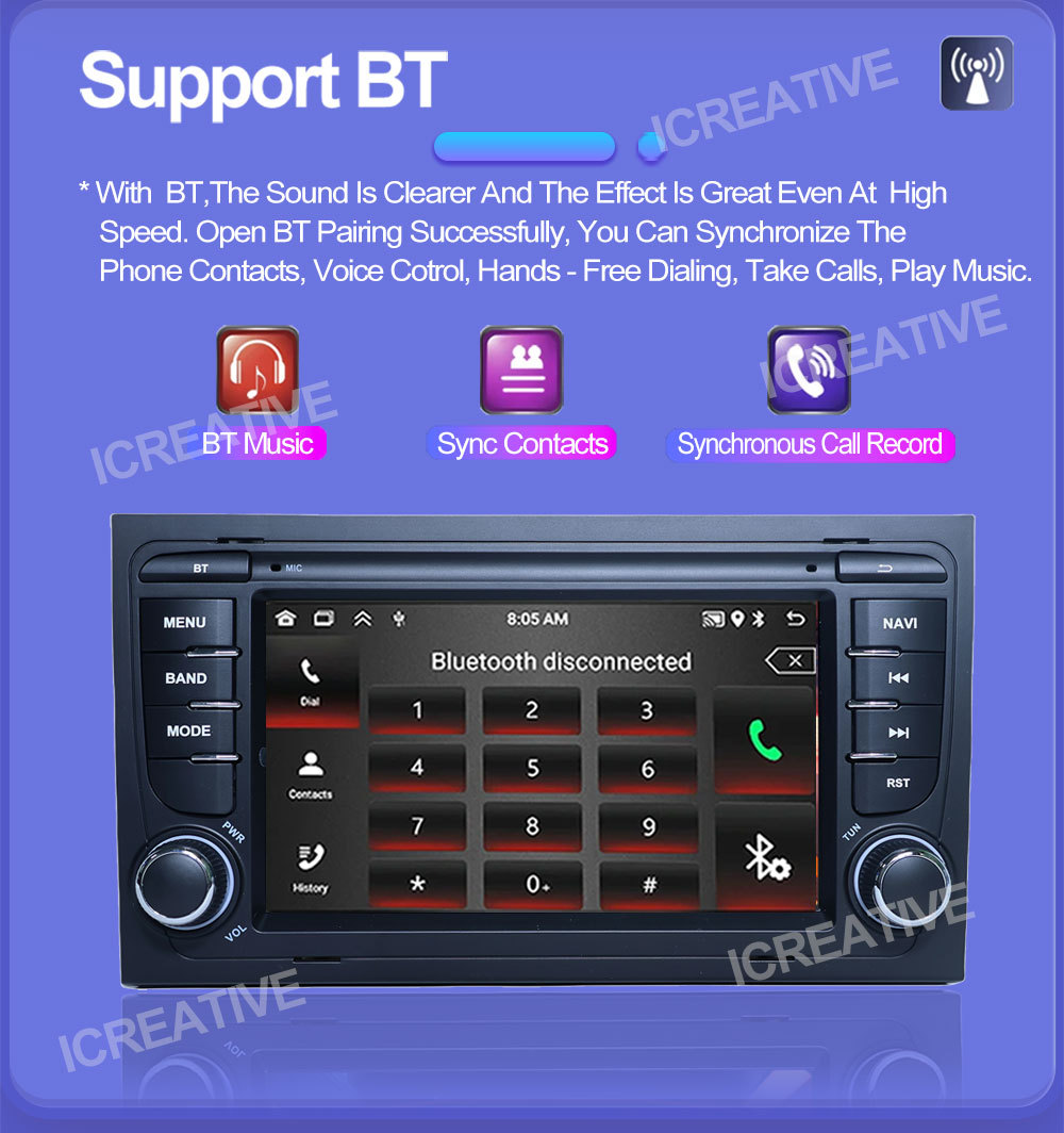 Suitable for 7inch Audi A4 Android Car Gps High-Definition Screen Mp5 Bluetooth Navigation All-In-One Carplay