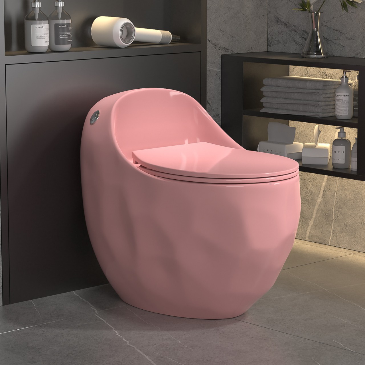 Color redondo inodoro creativo personalizado sifón silencioso descarga inodoro gran tubo huevo asiento ahorro de agua