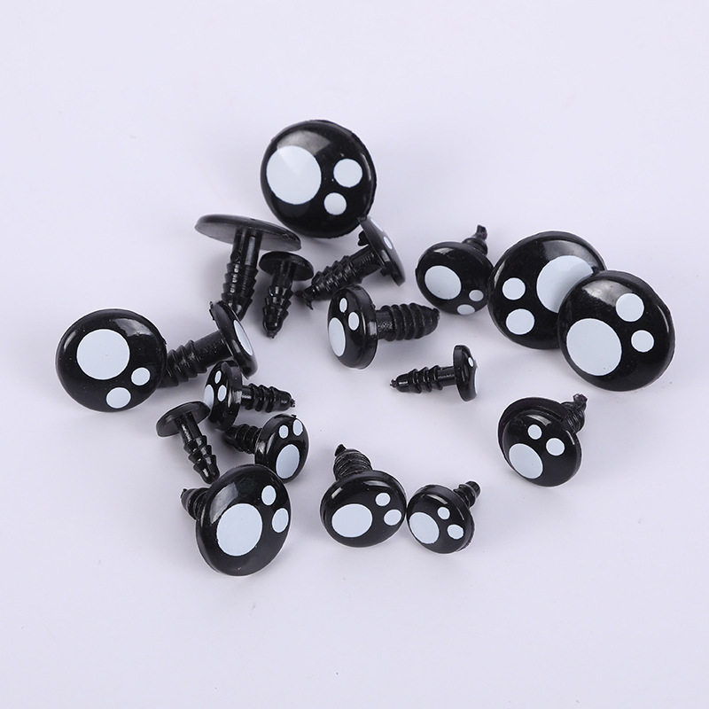 Flat-Bottomed Round Cartoon Animal Earrings with Three White Dot Eyes, Glowing Eyeballs, White Bear Paws, and Screw-On Eyeballs