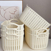 时尚藤编桌面收纳家用塑料篮子置物杂物零食置物篮洗浴洗澡收纳盒