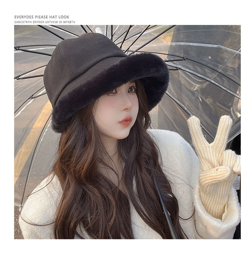 New Autumn and Winter Mongolian Hats for Children's Warmth, Comfort, and Western-style Hats. Japanese Plush, Small, Simple, Elegant Fisherman's Hat_voghion.com