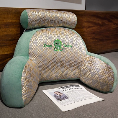 Mat Bedside Backrest Cushion Bed Soft Waist Pillow Student Lying down to Play Mobile Phone Artifact Sofa Backrest Chair (Multi-function pad) - medium-cushion-60x-40cm-independent-inner-liner-removable-and-washable-dinosaur-summer-ice-vine-fabric