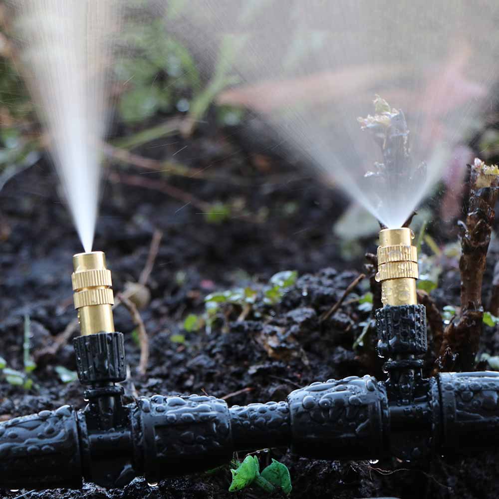 812 boquillas de microaspersores de cobre ajustables de tres vías, juego de atomización, enfriamiento doméstico, eliminación de polvo, riego por aspersión, gotero de riego automático