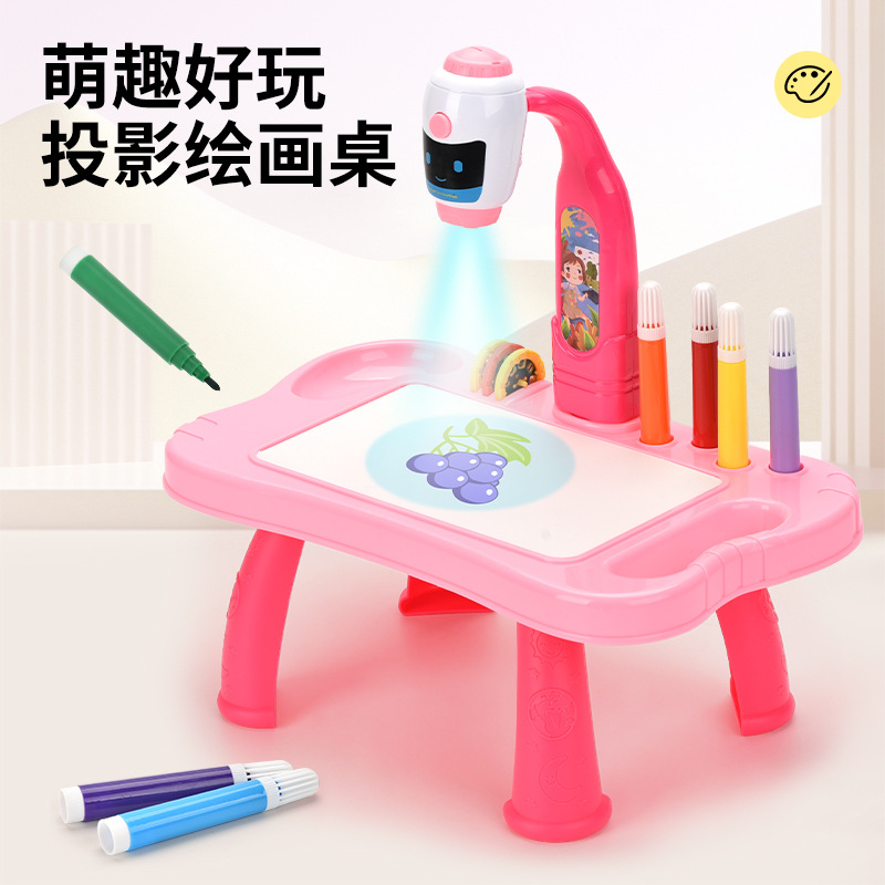 Cross-border New Projection Drawing Table Drawing Board Children's Early Education Writing Early Education Drawing Board Toy Writing Board Portable