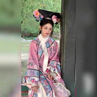 Ancient Costume Cheongsam Qing Dynasty Women's Clothing Hanfu Qing Dynasty Flag Suit Gege Clothing Printing National Style New Chinese Court Style Hanfu