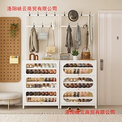 家庭用スチール靴キャビネットとコートラック一体型床から天井までの多層耐久性のあるドア防塵靴ラック寝室の収納キャビネット