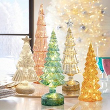 新款出口圣诞摆件装饰灯玻璃圣诞树商场橱窗室内氛围场景布置摆设