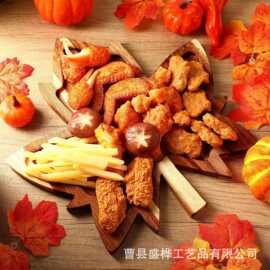 跨境秋季感恩节装饰托盘枫叶造型水果零食糖果盘火鸡熟食托盘餐盘