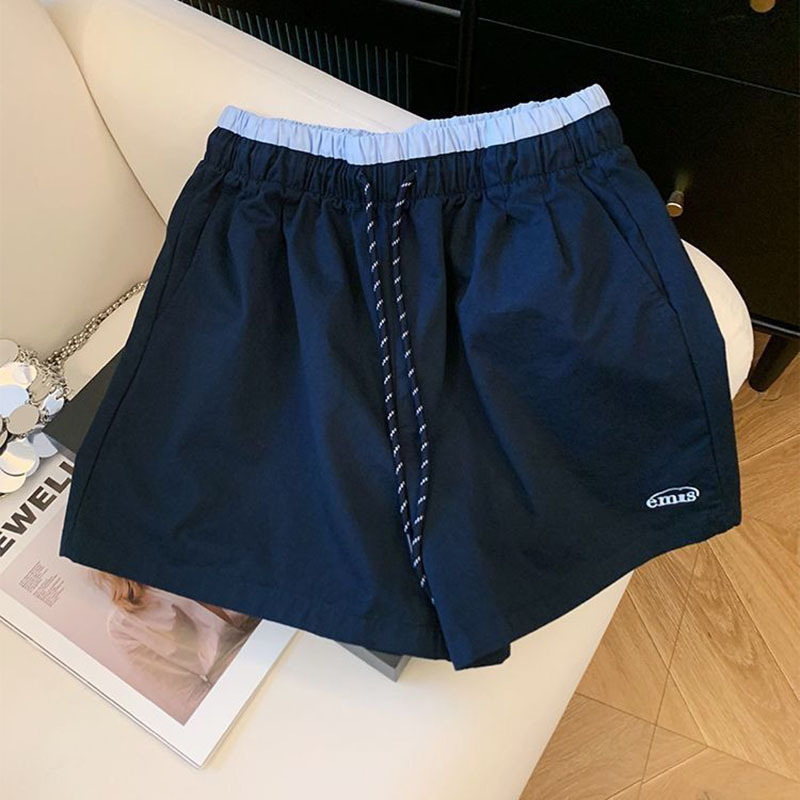 Summer New High-Waisted Drawstring Sports Shorts for Women, Loose Casual Slimming Wide-Leg Pants, Trendy Student Running Pants