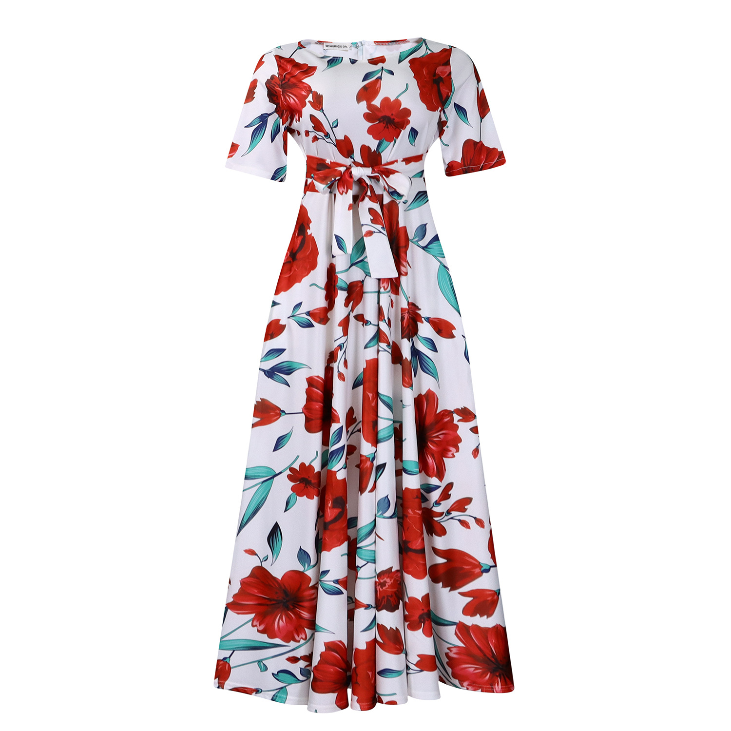 Plus Size African Style Dress Fashionable Short Sleeve A Line Tie Detail Perfect for Summer Events Wholesale