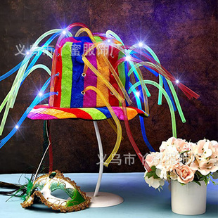 Amazon Crazy Clown Hat Rainbow Top Hat Carnival Clown Rainbow Top Hat High Hat Led Velvet Hat