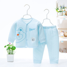 春秋新款新生儿夹棉外套0-3-6个月宝宝保暖棉衣婴儿南极棉外套装