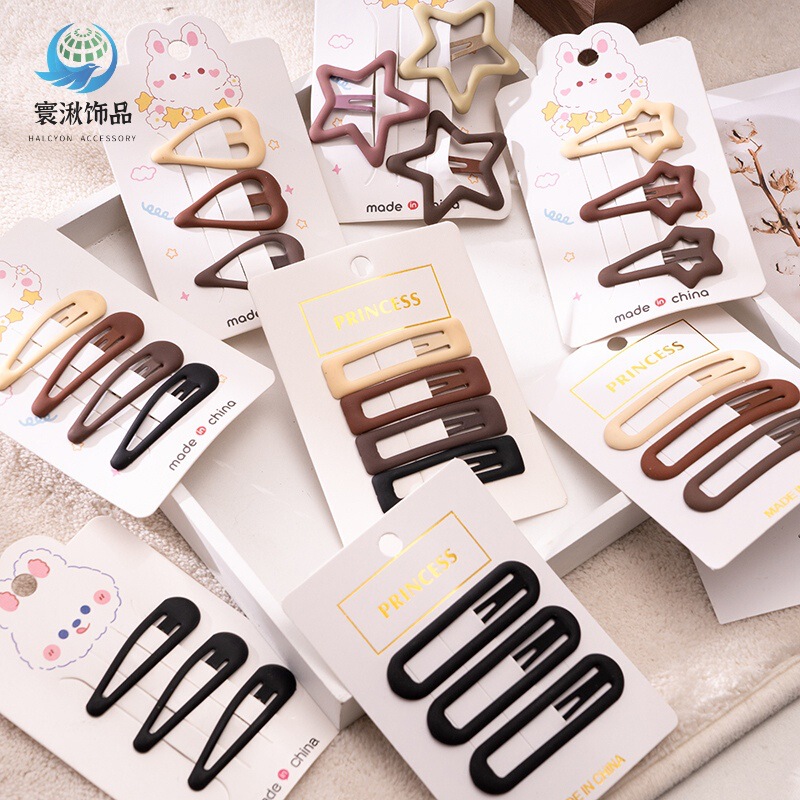 ins brown frosted hairpin suit simple internet celebrity forehead bangs BB clip high-grade side broken hairpin headdress