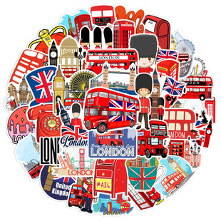 50 British London City Stickers to Decorate Suitcases, Helmets, Mobile Phone Cases, Computer Stickers, British Style Red