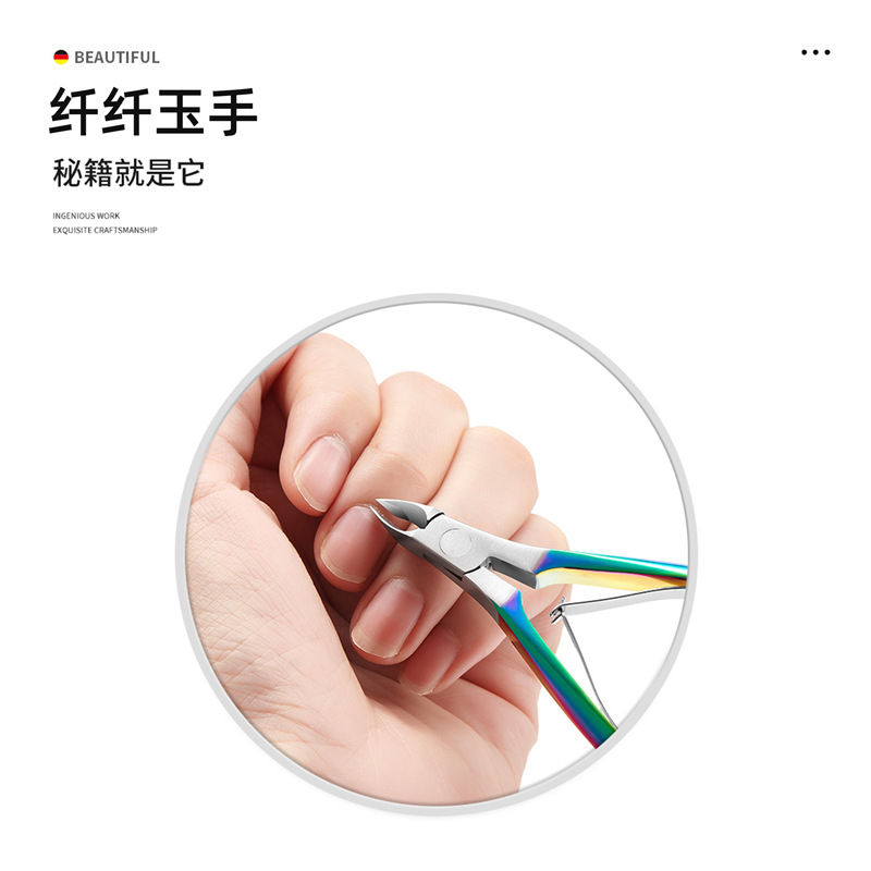 Cross-border especial color plateado uñas piel muerta empuje conjunto de tres piezas galvanoplastia uñas piel muerta tijeras removedor de uñas herramienta de manicura de empuje de acero