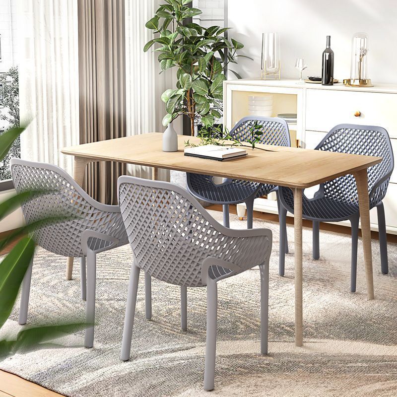 Plastic Chair Imitation Rattan Chair Household Backrest Chair Cut Out Dining Chair Simple Dining Chair Outdoor Leisure Chair