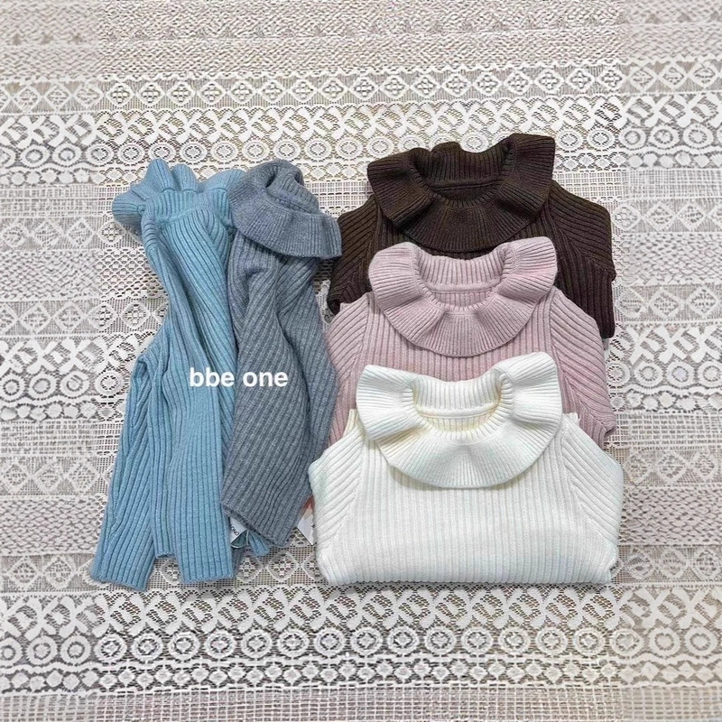 2026 Ultra-Soft Versatile Autumn and Winter Baby Girl Knit Sweater with Lace Doll Collar in White, Pink, Blue, and Coffee Solid Colors 2026 Ultra-Soft Versatile Autumn and Winter Baby Girl Knit Sweater with Lace Doll Collar in White, Pink, Blue, and Coffee Solid Colors
