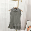 Girl's skirt for leisure sleevless, fashionable dress, children's clothing, 2023, polo collar