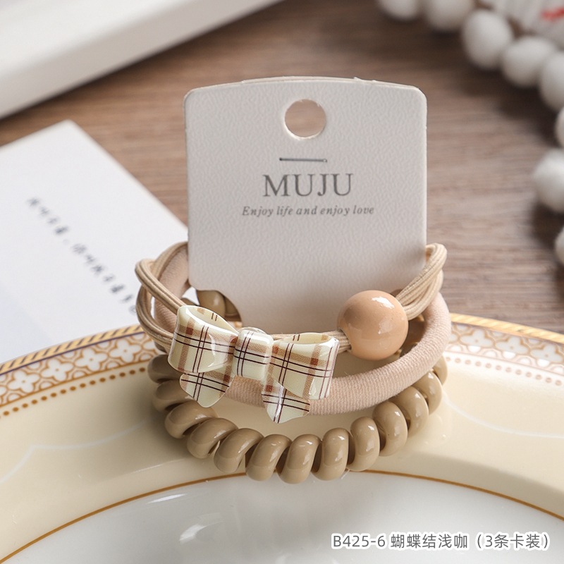 [Carga de tarjeta] sensación de alto nivel coreano de cabello de código de barras de moda de alta elasticidad de cabello anillo de cabello correa de cola de caballo