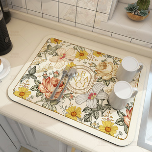 American kitchen draining mat coffee table noodle bowl plate mat disposable insulation mat soft absorbent mat table vintage coffee machine