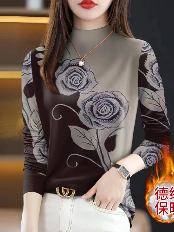 批发德绒打底衫2025新款秋冬爆款女士遮肚半高领时尚长袖一件代发|undefined