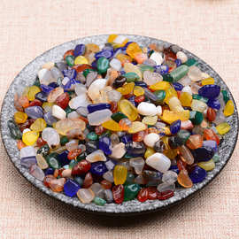 水晶石头碎石红玛瑙石摆件鱼缸石五色彩色玉石小石头儿童宝石废料