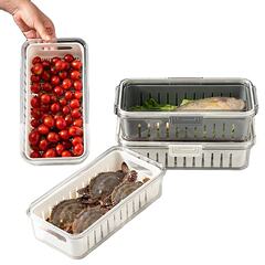 家庭用冷蔵庫冷凍魚肉水切り保存ケース厨房分類収納ケース長方形透明蓋付き密封ケース