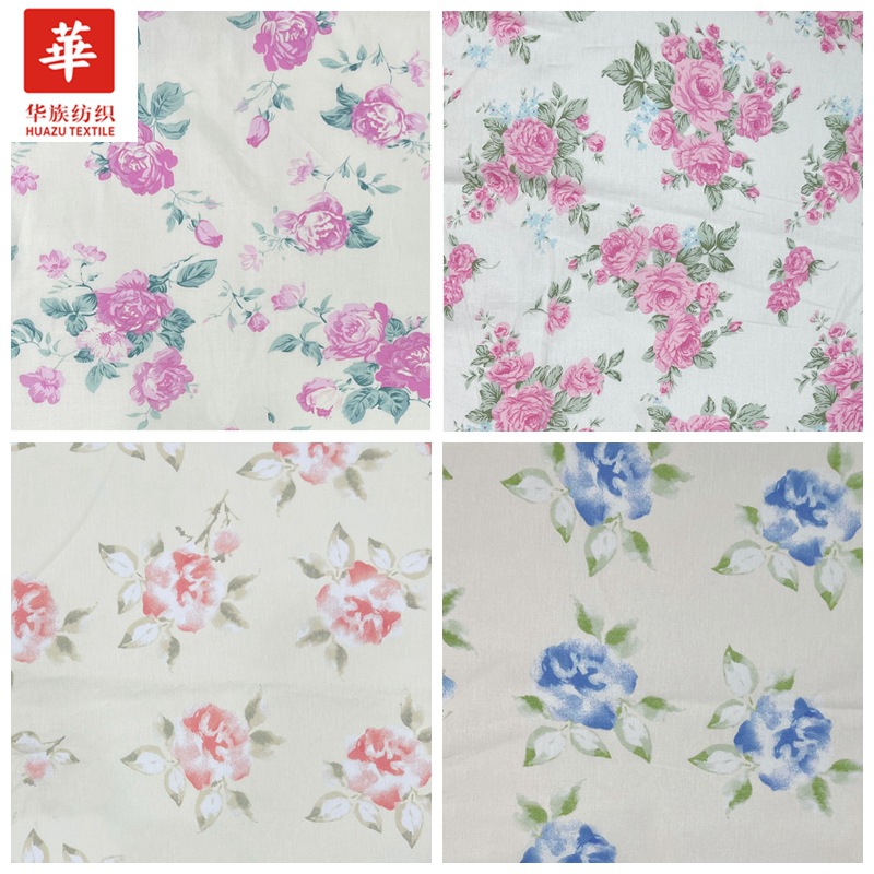 全棉印花布 玫瑰牡丹大花布 素雅女装连衣裙衬衫布包布料现货批发