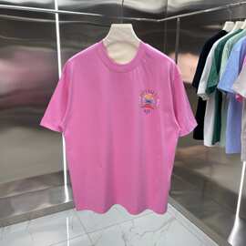 跨境卡萨布兰卡短袖 夏季新品CASA字母印花麦穗网球场logo圆领t恤