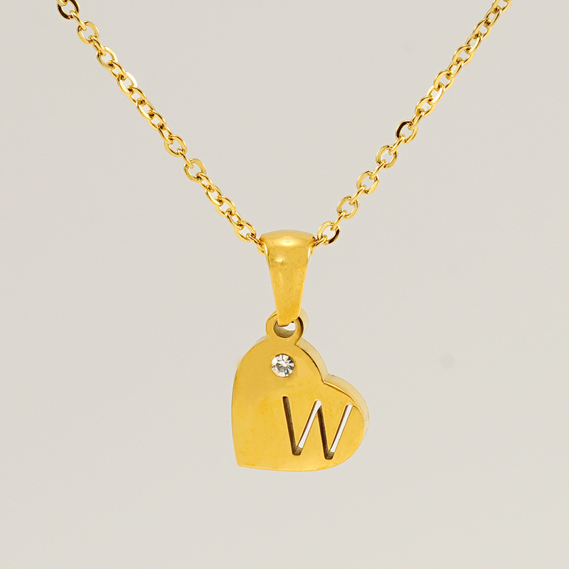 Europa y los Estados Unidos viento acero titanio amor colgante de diamantes 18K letras inglesas hueco collar de clavícula de acero inoxidable mujer