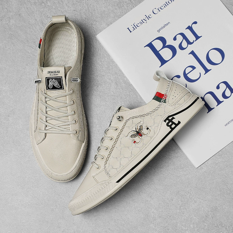 Summer footwear, breathable non-slip sneakers, universal white shoes for leisure, with embroidery, wholesale