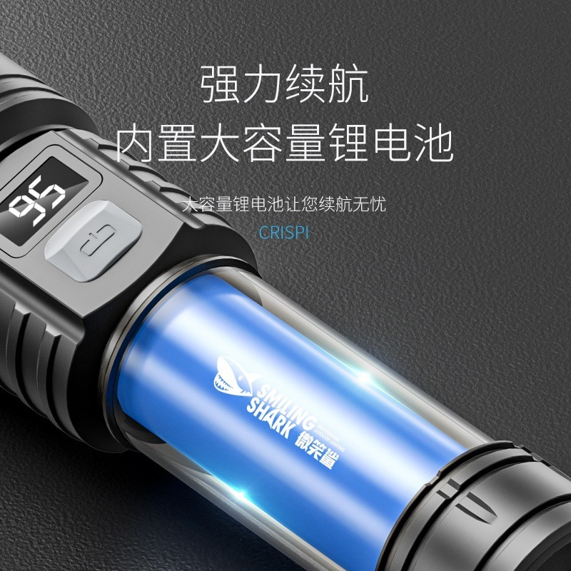手电筒四档调节带电显示手电筒便携手电筒白激光变焦远射|undefined