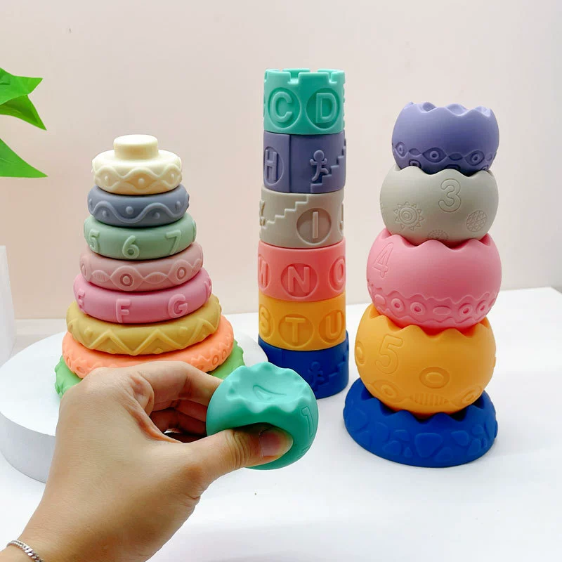 Jenga from soft rubber, digital constructor for baby, toy plastic, 1-3 years