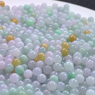 Wholesale Burmese Jadeite a Goods 7mm Three-Color Beads Jade Beads Hanging Jewelry DIY Handmade Jewelry