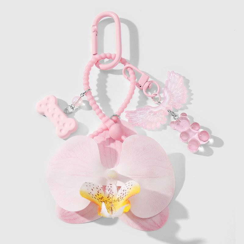 Cute, Sweet and Good-Looking Multi-Color Gradient Phalaenopsis Beaded Lace Bow Keychain Bag Pendant Cute, Sweet and Good-Looking Multi-Color Gradient Phalaenopsis Beaded Lace Bow Keychain Bag Pendant