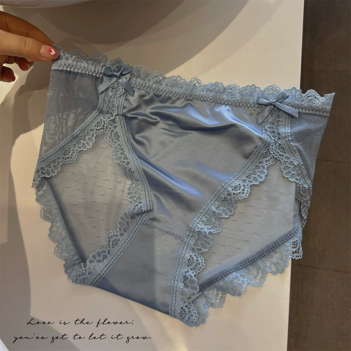 Слипы из хлопка с низким пояском (женщины), японский стиль, деликатная кружевная отделка, несколько цветов