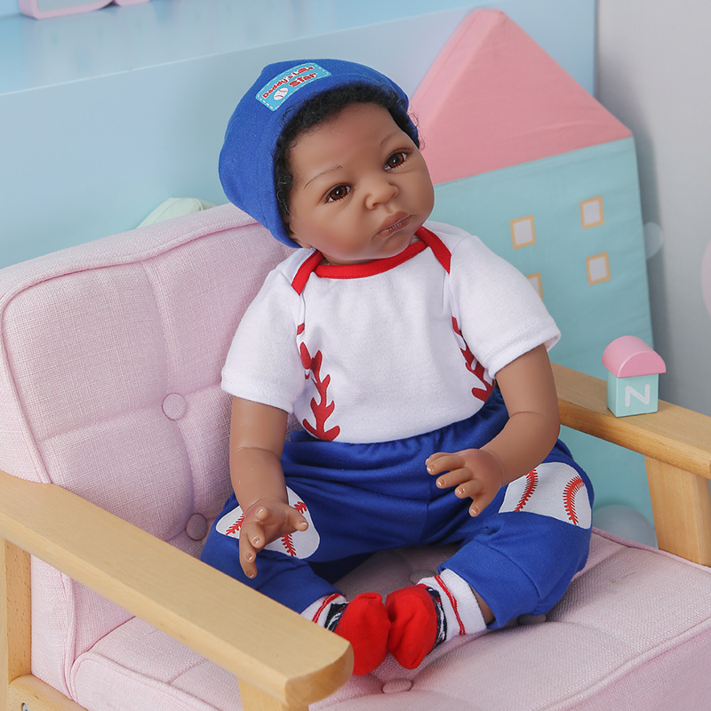 55cm negro bebé simulación bebé renacido muñeca transfronteriza suministro deseo Amazon entrega de una sola pieza