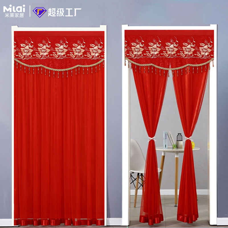 Door Curtain Red Fabric Bedroom Bathroom Decoration Door Curtain Household Chinese Style Wedding Festive New House Decoration Door Curtain