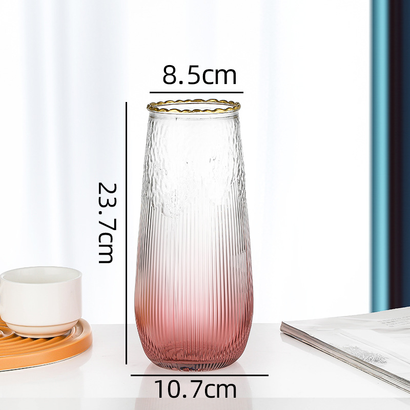 Customizado ligero lujo nórdico simple oro pintado jarrón de vidrio flores secas arreglos de flores hidropónicas de agua decoración de flores para el hogar