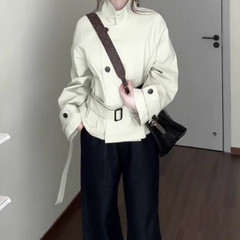 韩系立领短款风衣外套女春秋季2025新款小个子气质收腰巨好看大衣