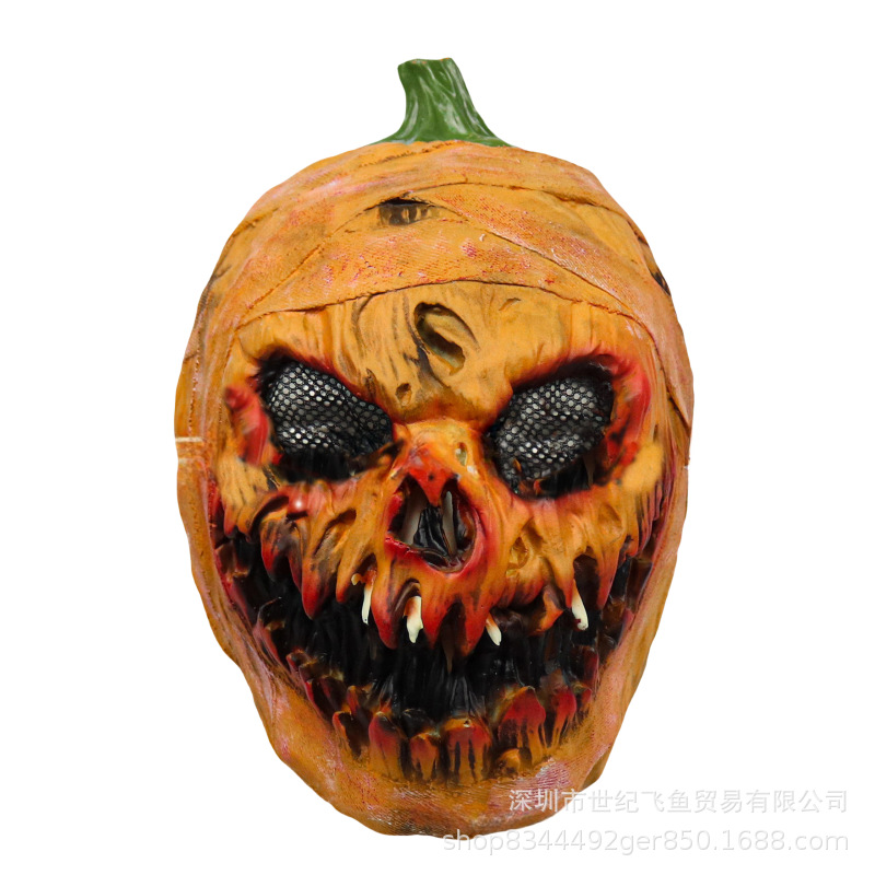 Máscara naranja de calabaza transfronteriza Halloween Bola fiesta horror accesorios de miedo en vivo ambiente de truco o trato vestir