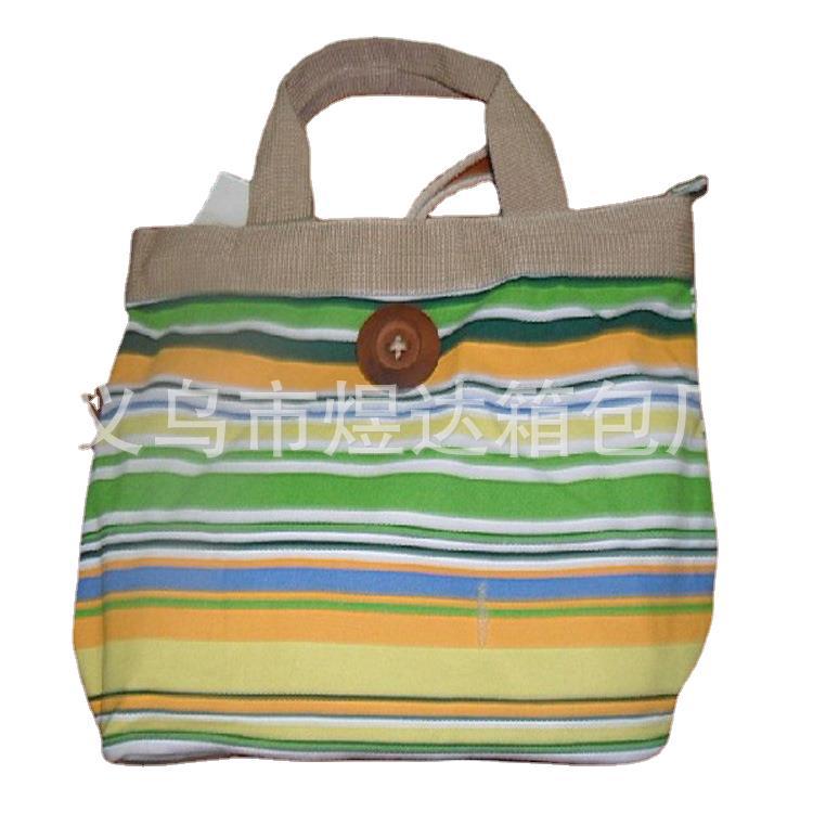 厂家供应销售时尚韩版帆布包 帆布袋 条纹棉布包 外贸手提棉布袋