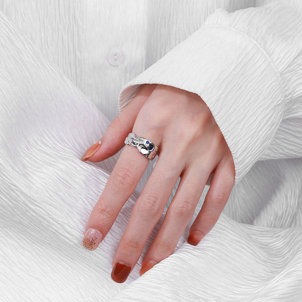 Small design blue one size ring with zircon
