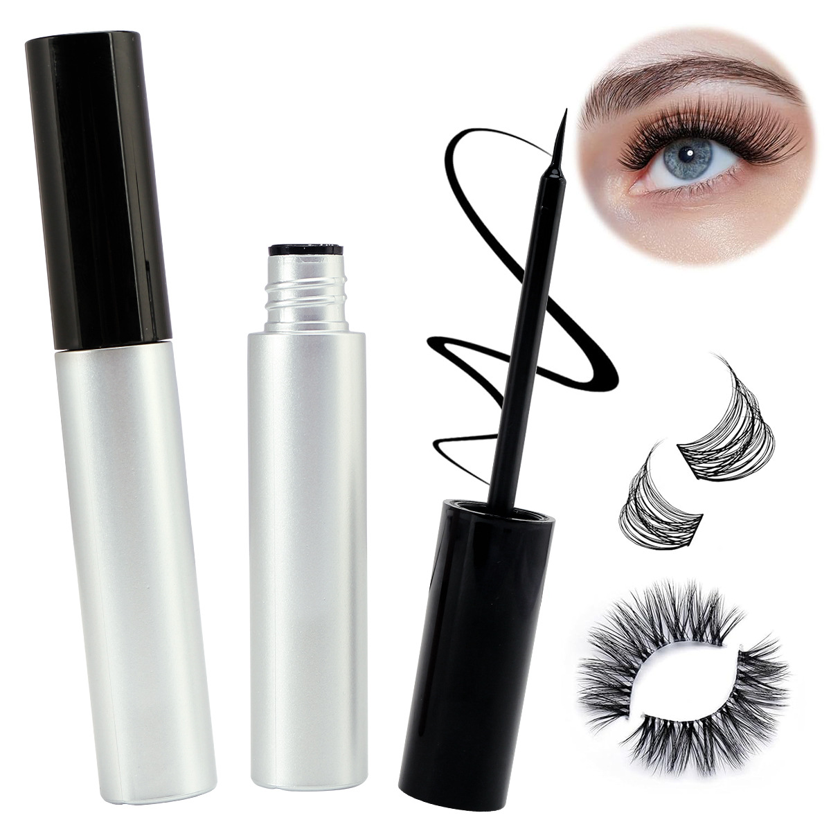 black quick dry self-adhesive false eyelashes for eyelashes
