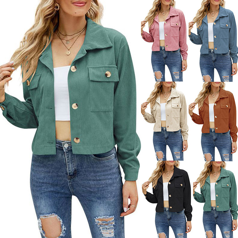 2025 European and American Amazon Autumn and Winter New Cross-Border Foreign Trade Women's Casual Long-Sleeved Short Jacket Corduroy Shirt 2025 European and American Amazon Autumn and Winter New Cross-Border Foreign Trade Women's Casual Long-Sleeved Short Jacket Corduroy Shirt