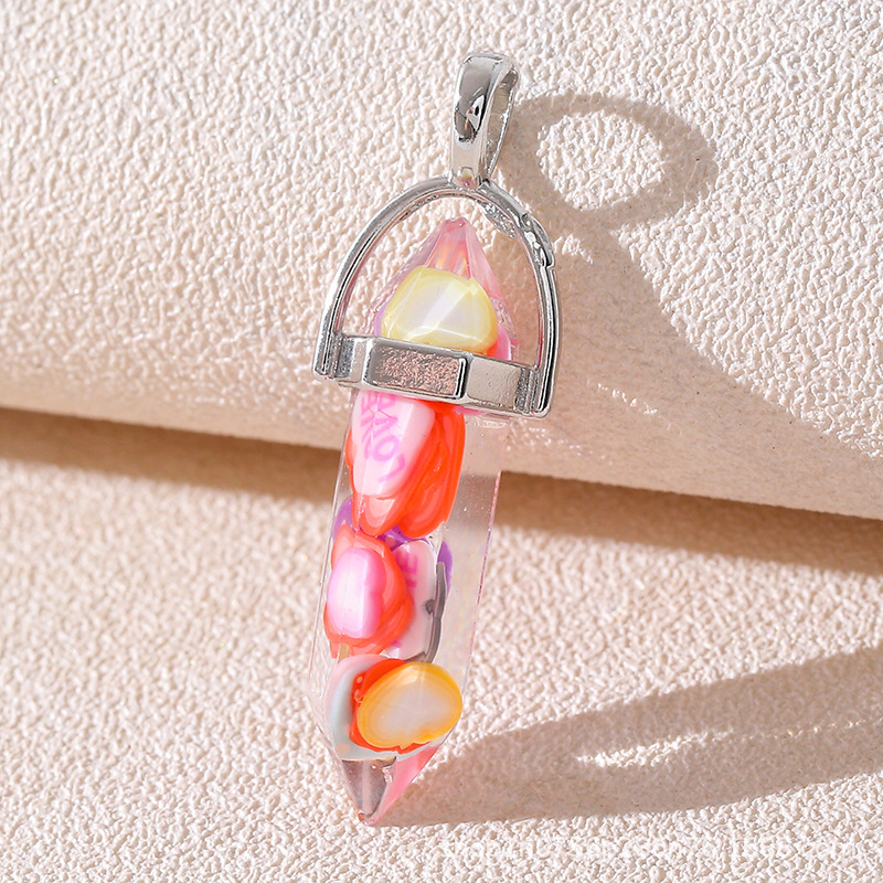 Venta caliente transfronteriza piedra natural amatista cristal rosa colgante de columna hexagonal collar de bala de doble punta colgante único al por mayor