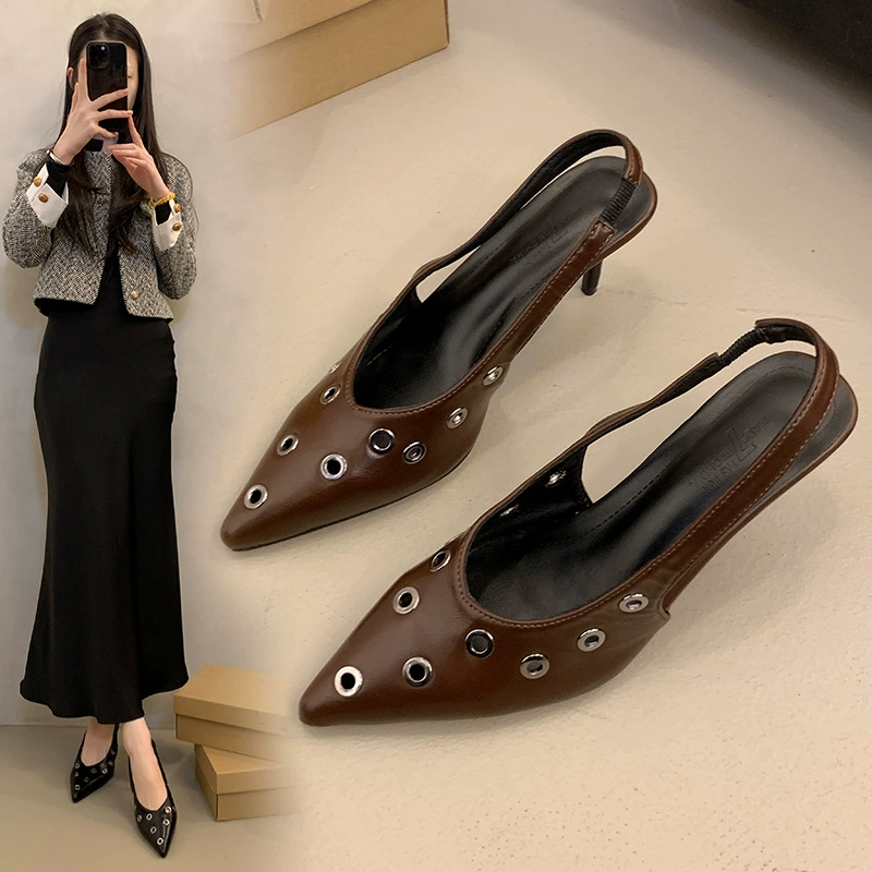 Элитная юбка во французском стиле, сандалии с носком, сказочные туфли, весенне-летние туфли на высоком каблуке с острым носком, вечерние туфли.