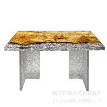 环氧树脂河流桌冰纹实木大板茶桌实木原木茶板桌餐桌茶几整板家具