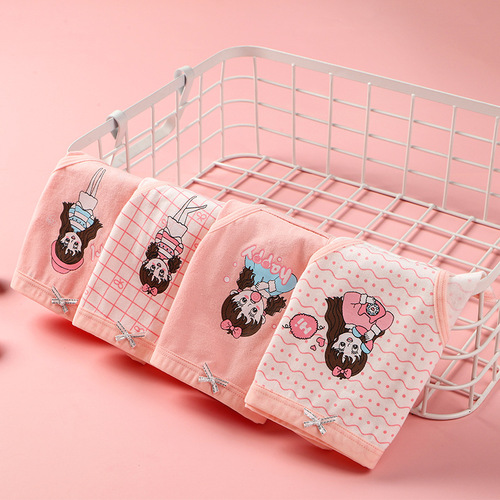 Girls' briefs pure cotton little girl's crotch antibacterial underwear medium and large children's student briefs